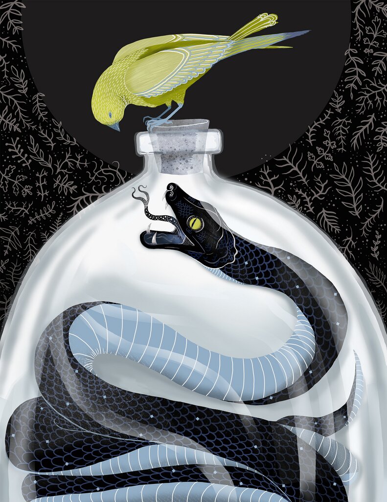 "Contained Risk" - digital painting by Lisa Perrin