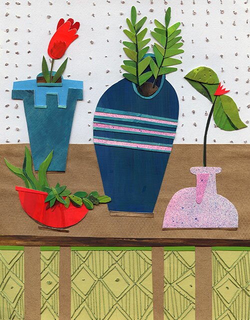 "Under glass" - paper and paint by Sara Barnes