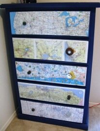 Decoupage Map Dresser